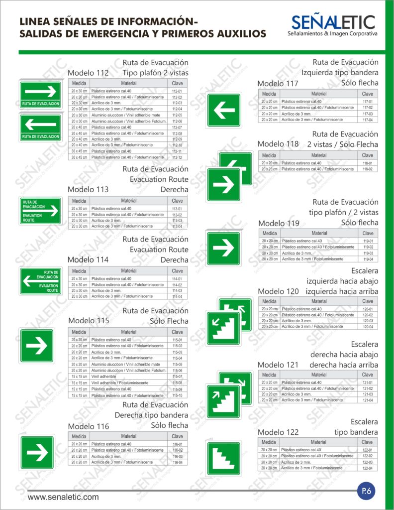 Señales De Informacionrutas De Evacuacionsalidas De Emergenciaprimeros Auxilios SeÑaletic 4065